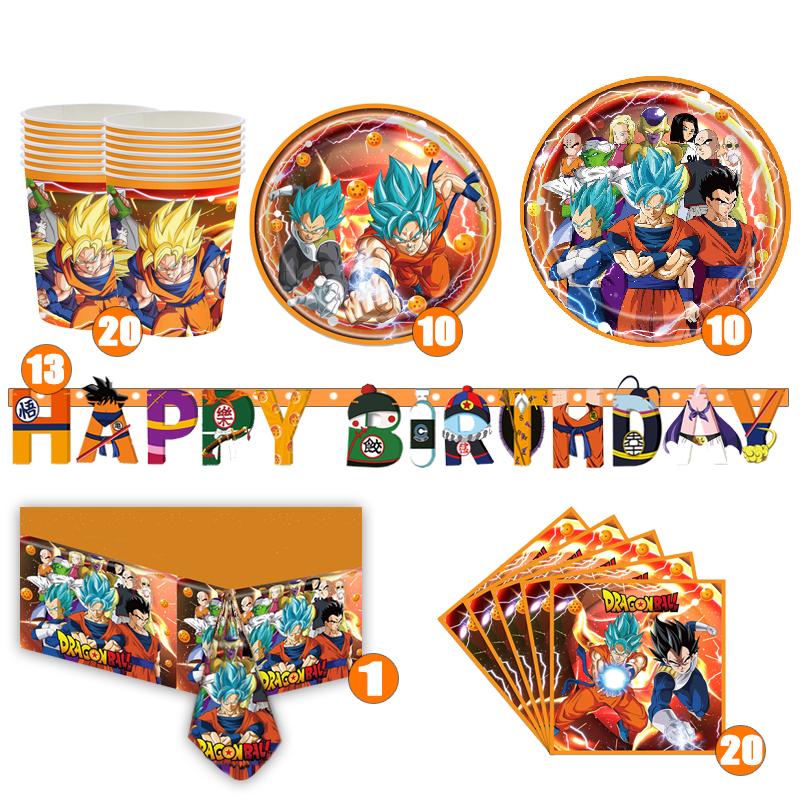 Dragonball z Party Decoration Dragonball Disposable Tableware Tablecloth Cups Birthday Banner Plates Baby Shower Supplies Toys