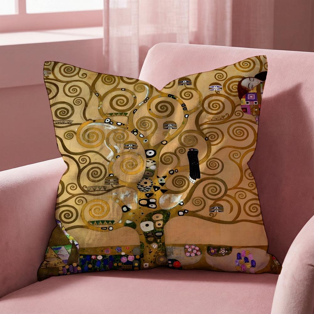 G-Gustav K-Klimt Oil Painting Cushion Cover Multi-Scene Pillow Cover for Home & Car - Reversible, Soft & Durable for Daily Use