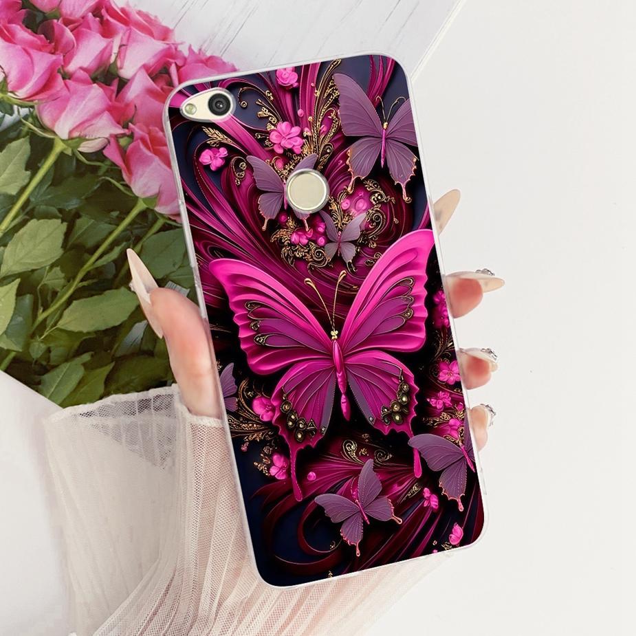 For Huawei P8 Lite 2017 Case Honor 8 Lite Luxury Flower Butterfly Painted Cover Soft Silicone Case For Huawei P9 Lite 2017 Shell