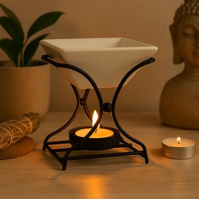 Oil Burner For Wax Melts Ceramic Metal Square