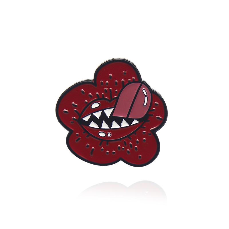 Red Flower Curled Tongue Creative Oil Drip Brooch