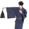 Fuuka Yukata Obi and Waist Cord Cotton and Size Indigo Stripes Square B43 WN06LL 3-Piece Set, Linen, Men's, LL, (Waist Cord, Obi, Black)