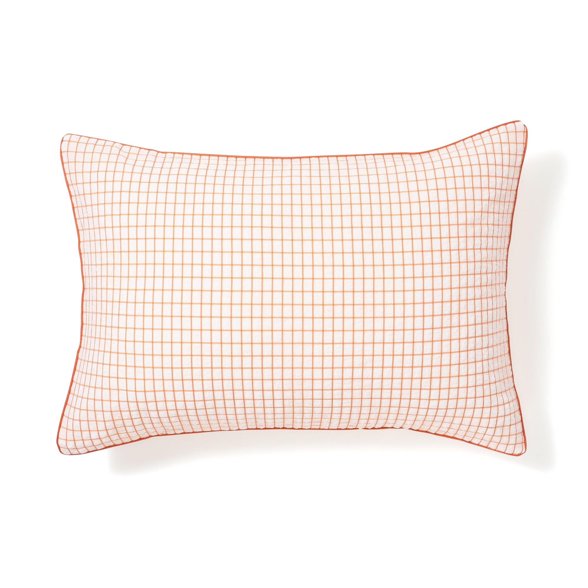 

Francfranc Sheer Check Pillowcase, 70x50cm, White x Orange, New Life Bedding