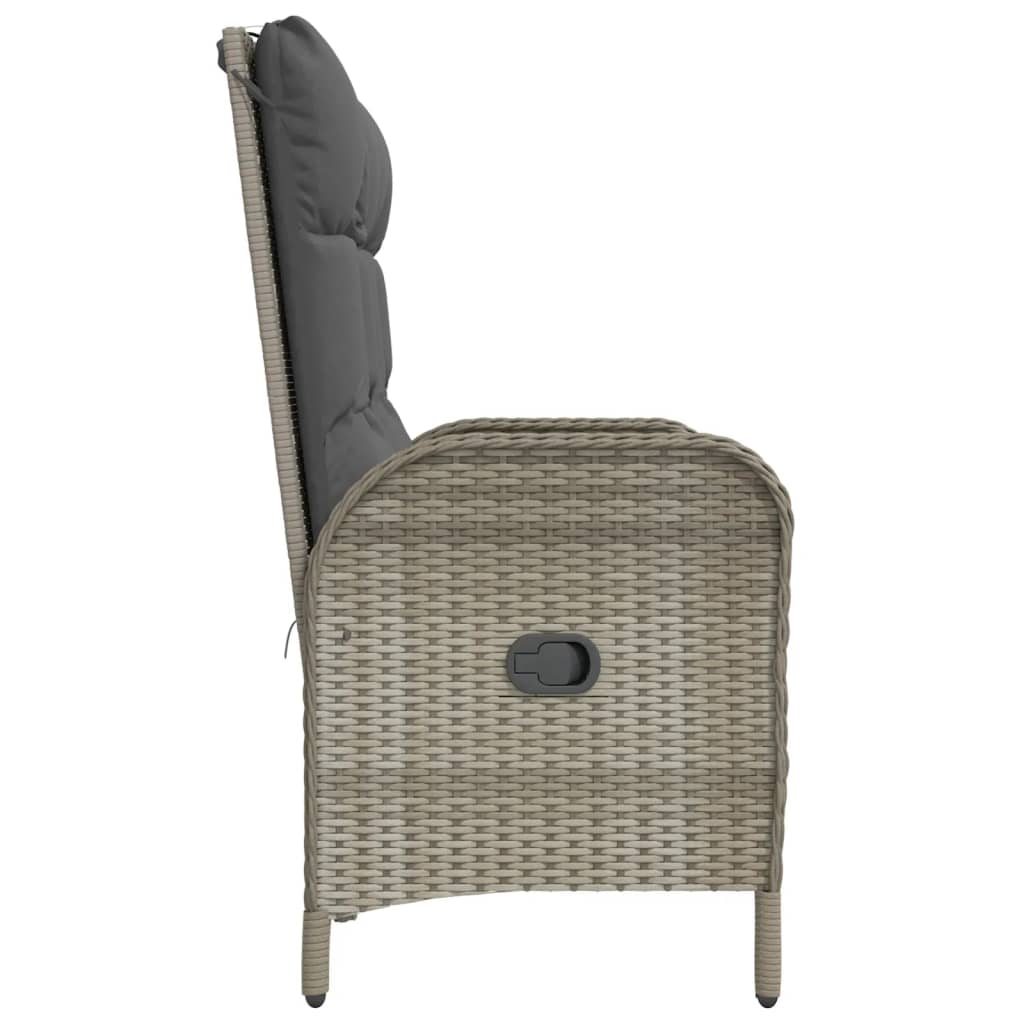 Vidaxl Rozkładana Ławka Ogrodowa, Poduszki, 107 Cm, Rattan Pe, Szara