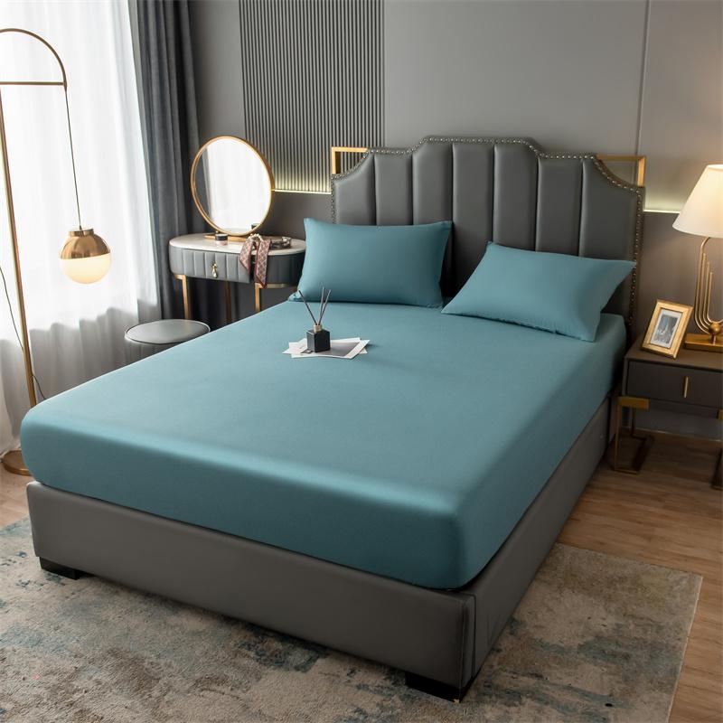 Bed Sheets Set with Pillowcase Single/Queen/King Fitted Bed Sheets with Elastic Band Solid Color Bed Sheets for Double Beds