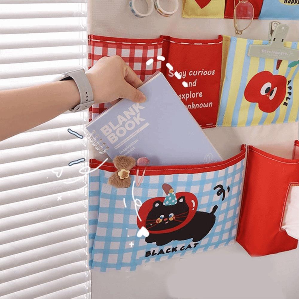 Cute Wall Mounted Storage Bag Multi-layer Sundries Organizer Cartoon Hanging Bag  Students