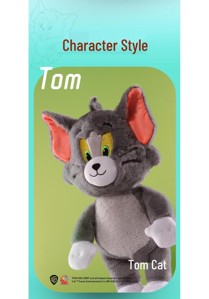 Official Tom and Jerry Cat Plush Doll - Cute Soothing Toy for Boys and Girls