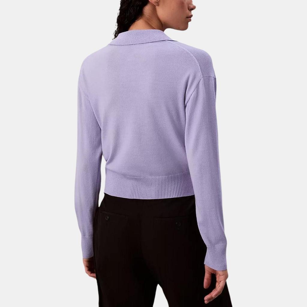 Calvin Klein Loose Soft Solid Color Long Sleeve Polo Shirt Women tops 44D396G-WGA