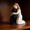 Figurka dívky se psem z pryskyřice Ručně malovaná socha anděla pro psy pro milovníky psů Soustrastné dárky při ztrátě mazlíčka pro domácí ložnici obývací pokoj Stolní polička