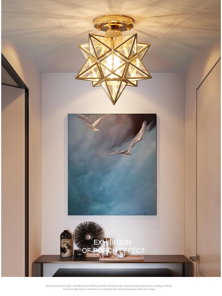 Crystal Ceiling Light for Modern Spaces - Elegant, Simple, Nordic Design for Corridors, Balconies, Entrances, and Bedrooms