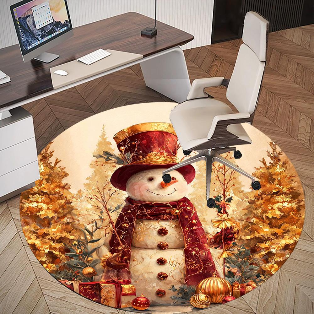 1PC snowman winter Office Round Area Rug, Under Office Chairs Bedroom Living Room Home Decor, Carpet for Office -1110150