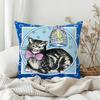Vintage Cat and Canary Pillow Case Bedroom Sofa Living Room Backrest Decoration Square Cushion Nap Time