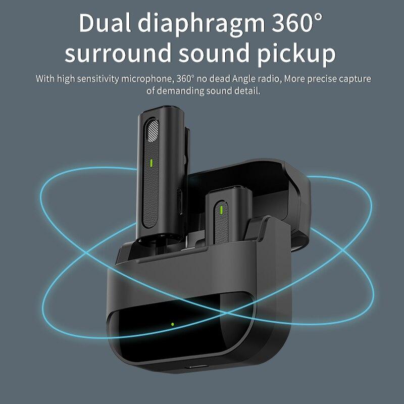 Wireless Microphone Lavalier Mic Noise Reduction Live Interview Mobile Phone Recording for iPhone Type C Charging