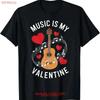 Funny Music Valentine Guitar Heart Design SweaT T Shirt Vintage Washed Casual Graphic Fashion Comfortable Versatile Streetwear
