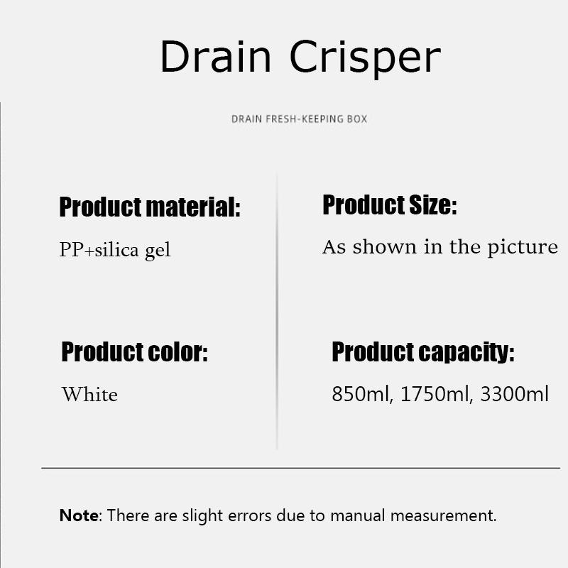 Fridge Food Storage Container Set with Lids with Strainer Kitchen Storage Boxes Fruit Vegetable Organizer