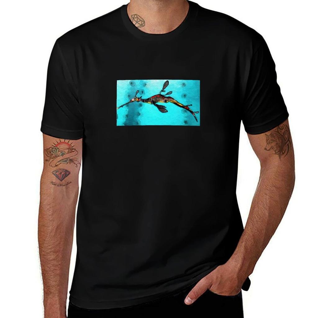 Diving Seahorse Star Art Tshirt Plus Size Summer Short Sleeve Tshirt