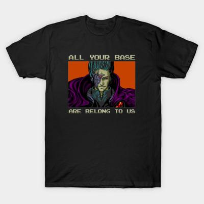 Taille Asiatique Homme T-shirt Noir Imprimé All Your Base Are Belong To Us Impression Sans Découpe T-shirt en Coton
