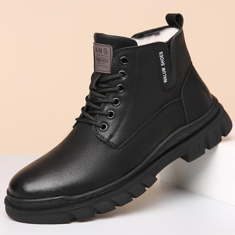 Autumn and Winter New Men's Big-headed Men's Cotton Shoes, Velvet Warm Fashion Tooling Boots, Martin Boots, Thickened Boots for Men