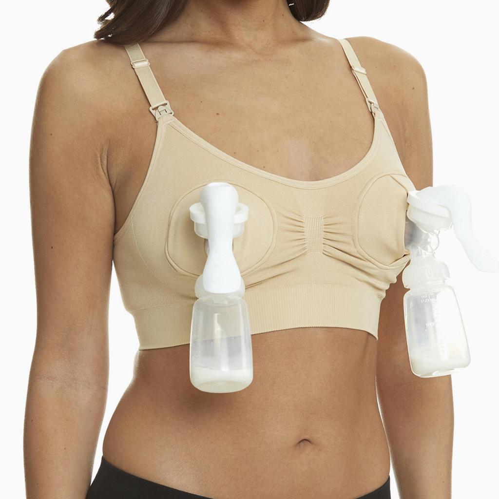 Hands-Free Bra Compatible Breast Pump With Adjustable Straps For Nursing Moms