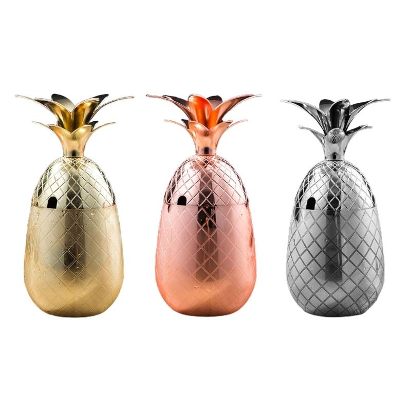 Stainless Steel Material Pineapple Wine Cup Metal Pineapple Bar Accessories for Summer Cocktail Cup Great Drinking Gifts colore oro rosa