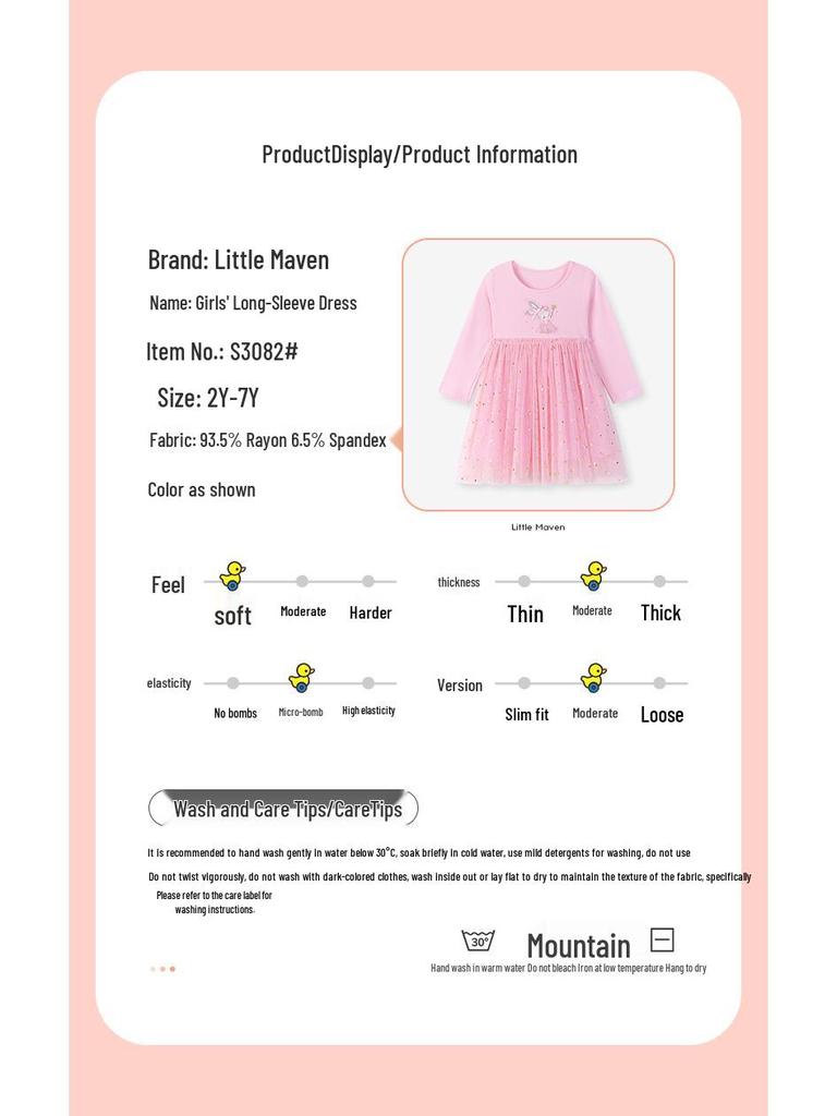Little Maven Girls' Autumn Mesh Dress