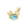 1 Piece Brass & Glass Ocean Jewelry Charm Pendant 18K Gold Plated Crab Micro Pave Clear Cubic Zirconia Necklace DIY 20mm x 19mm
