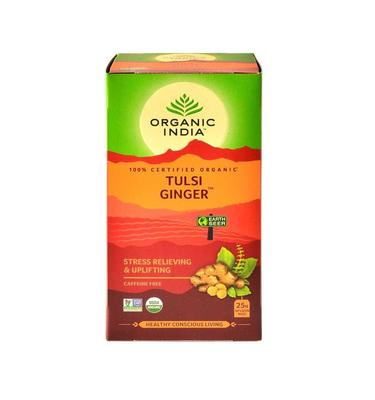 Tè Tulsi e Zenzero (25 pacchi, 1,74 g), Tè allo zenzero Tulsi, India biologica