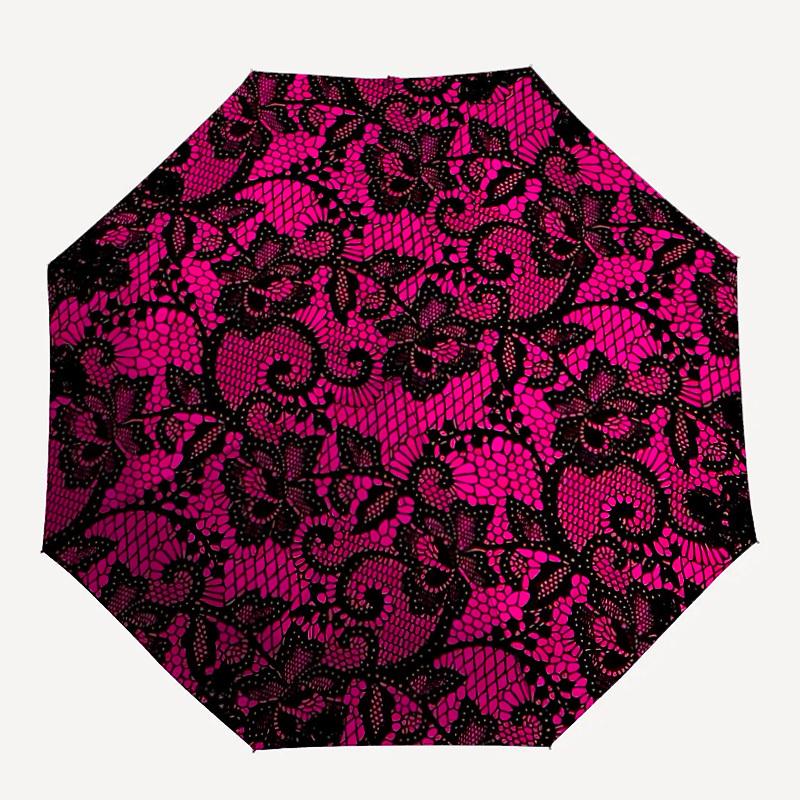 

1pc Lace Pattern Automatic Open/Close Umbrella, Compact Travel Umbrella, 8-Rib Sturdy Frame - Ideal Gift for Friends yy251118044