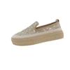 Korean Style Women's Summer Mesh Sequin Loafers - Breathable Slip-on with Thick Sole
