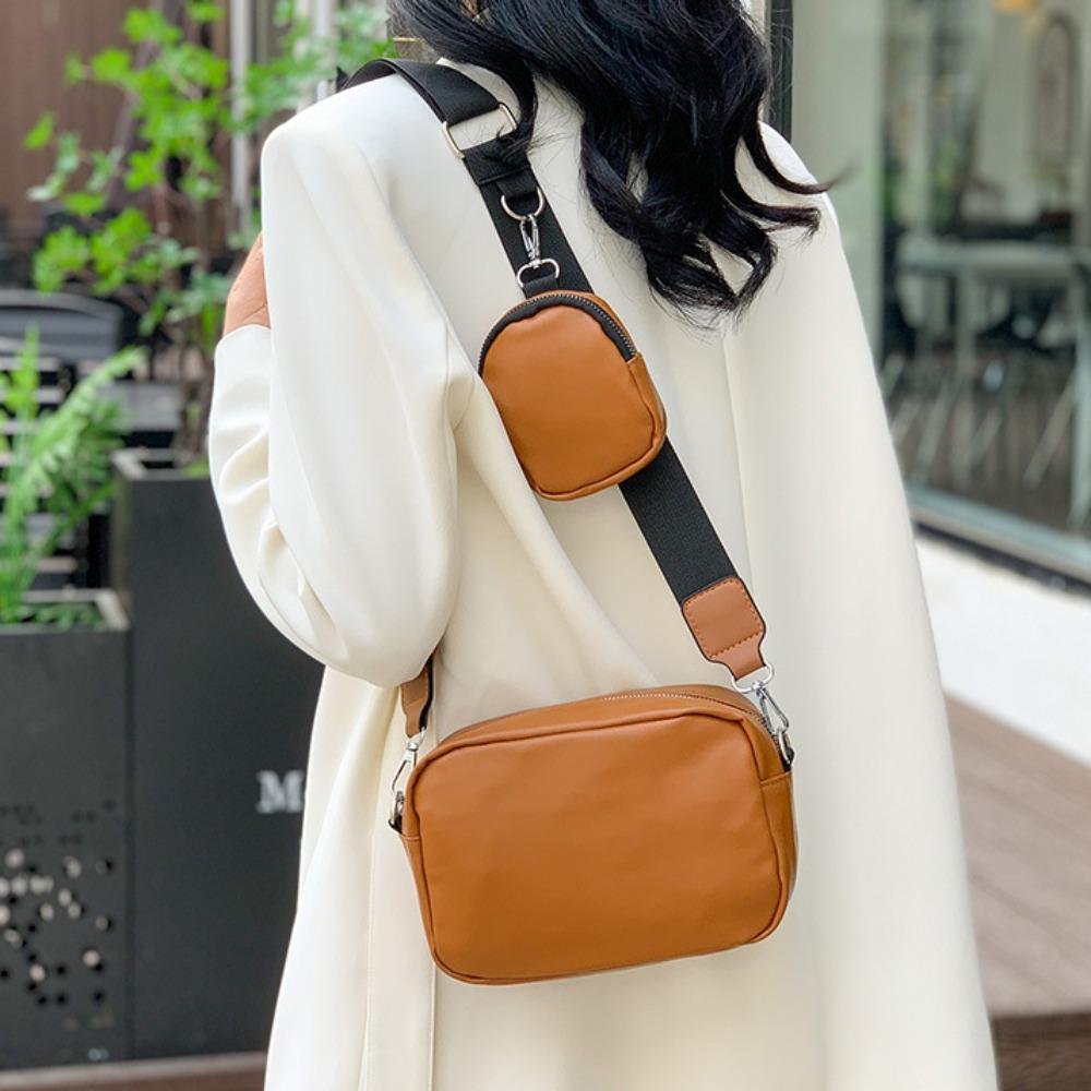 Large Capacity PU Leather Bag Cross Body Shoulder Bag Fashion Bag with Pouch  Girls