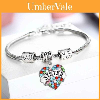 Gefertigte Familienmitglieder Eingelegtes Buntes Strassstein Liebesherz Armband Geschenk**