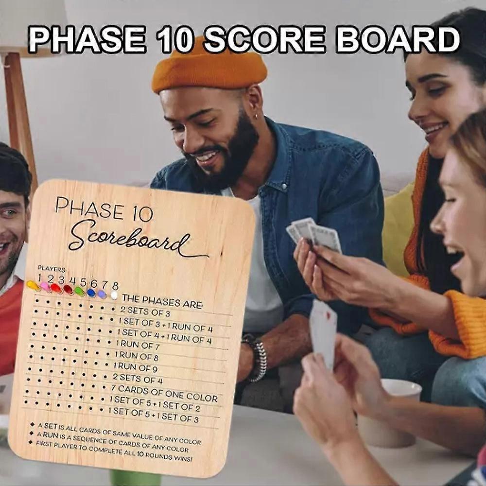 Phase 10 Score Board, 2025 Wooden Phase 10 Scoreboard and Round Tracker