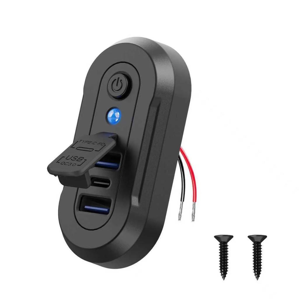 3-Ports USB Charger Socket Dual 18W QC3.0 & 36W PD3.0 12/24V Car Bus Boats Vehicle Universal Waterproof Charger Power Adapter