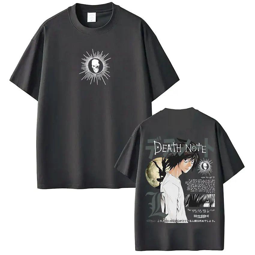 Y2k Vintage Tops Japanese Anime Death Note LLawliet T Shirts Print Cotton Tee Fashion Hip Hop Short Sleeve Streetwear Unisex