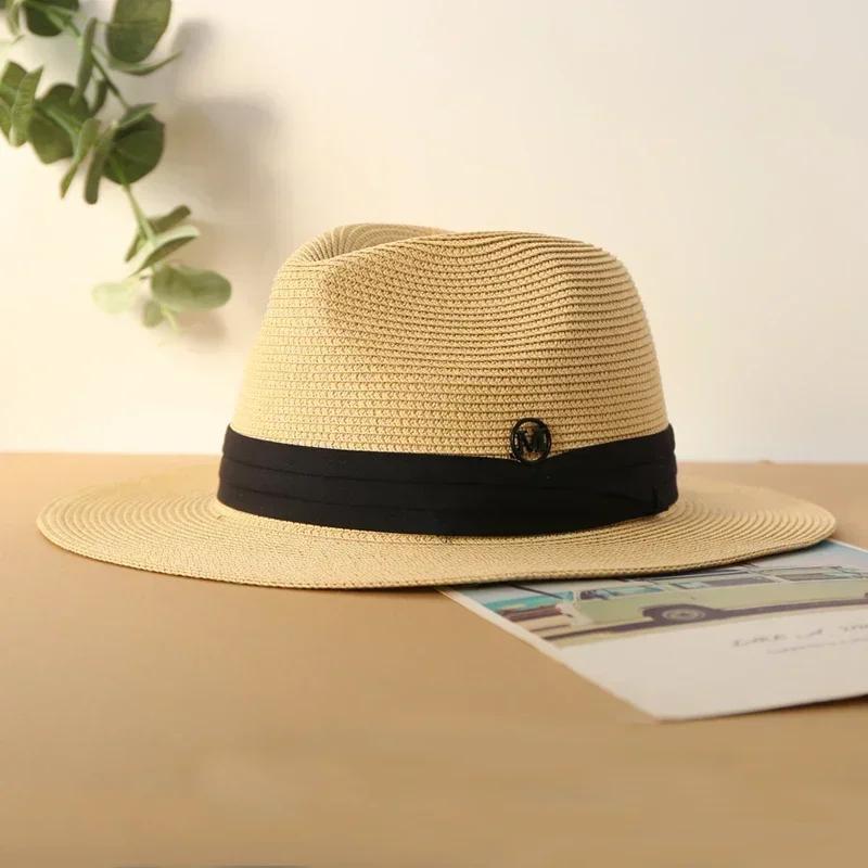 Grande Taille XL 63cm Chapeau de Paille Panama Jazz de Voyage Chapeaux de Soleil d'Été pour Femmes Hommes Mariage Chapeau de Paille Fedora à Large Bord Chapeau de Plage Paille UV UPF 50+