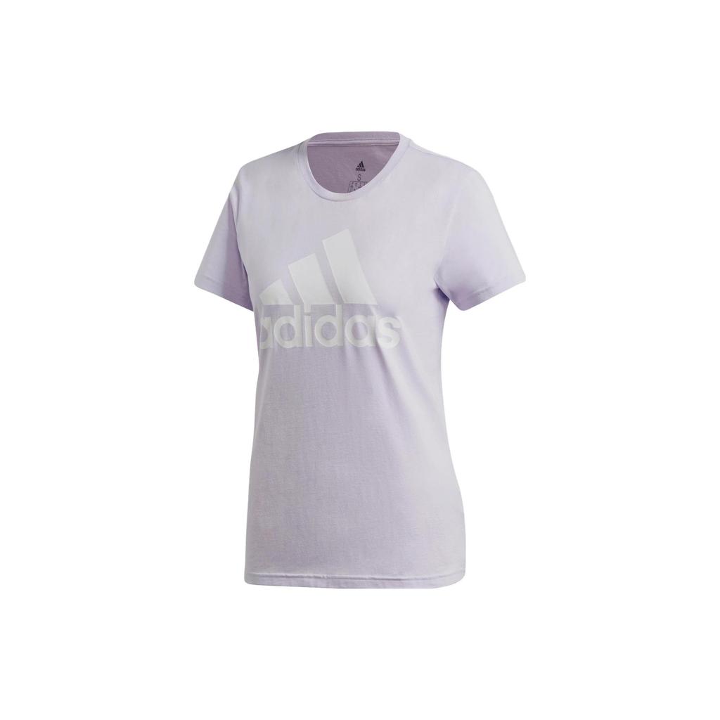 Adidas Must Haves Crew Neck Solid Logo Print T-Shirt Women T-Shirts Purple Gray FQ3240