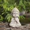 Mini Buddha-Statue aus Kunstsandstein, Kleine Zen-Mönch betende Skulptur, Harz Feng Shui Ornament für Wohlstand, Glück, Haus Büro Auto Dekor