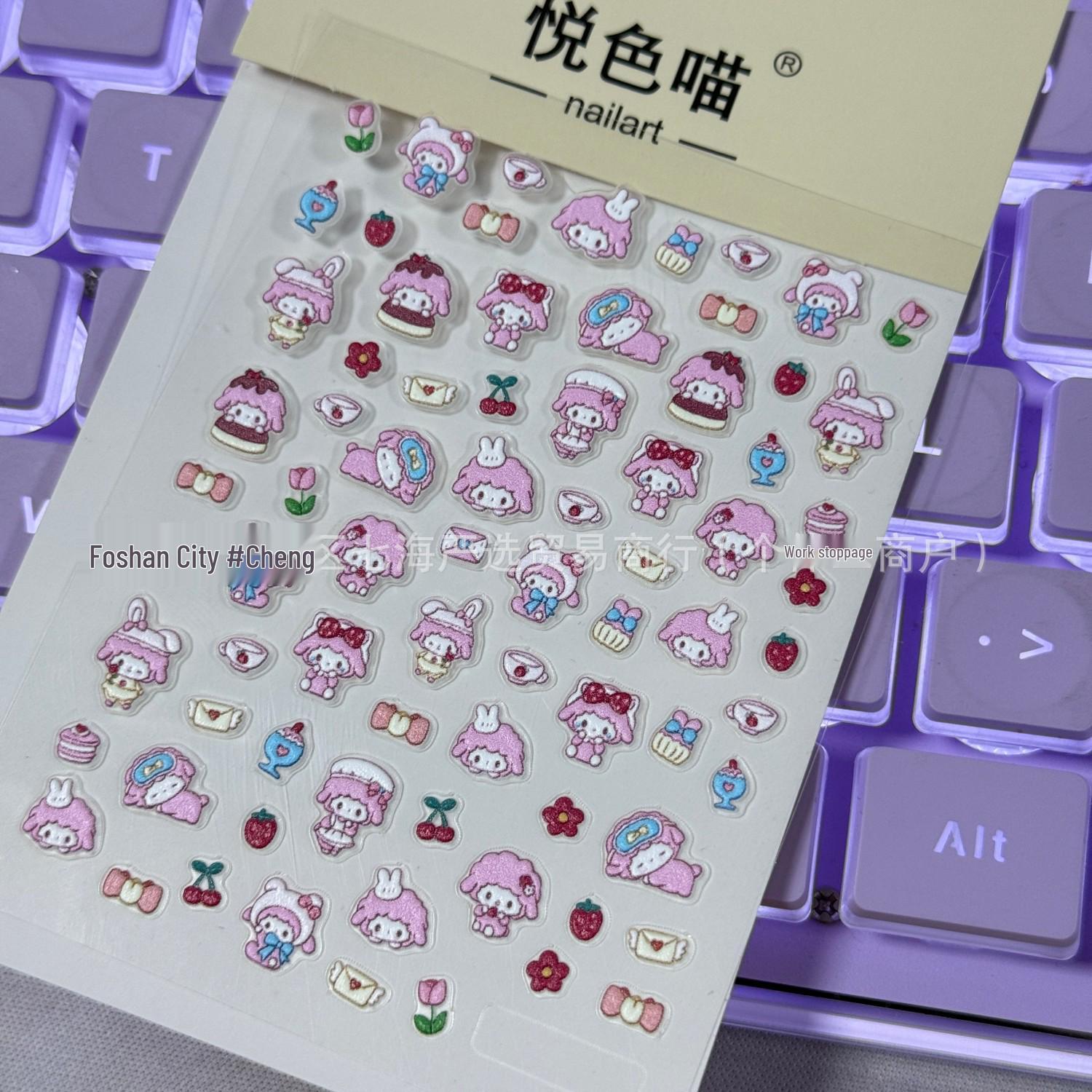 Sanrio Cinnamonroll Handmade 3D Embossed Sticker: Cartoon Pacha, Little Sheep, and Piano Design