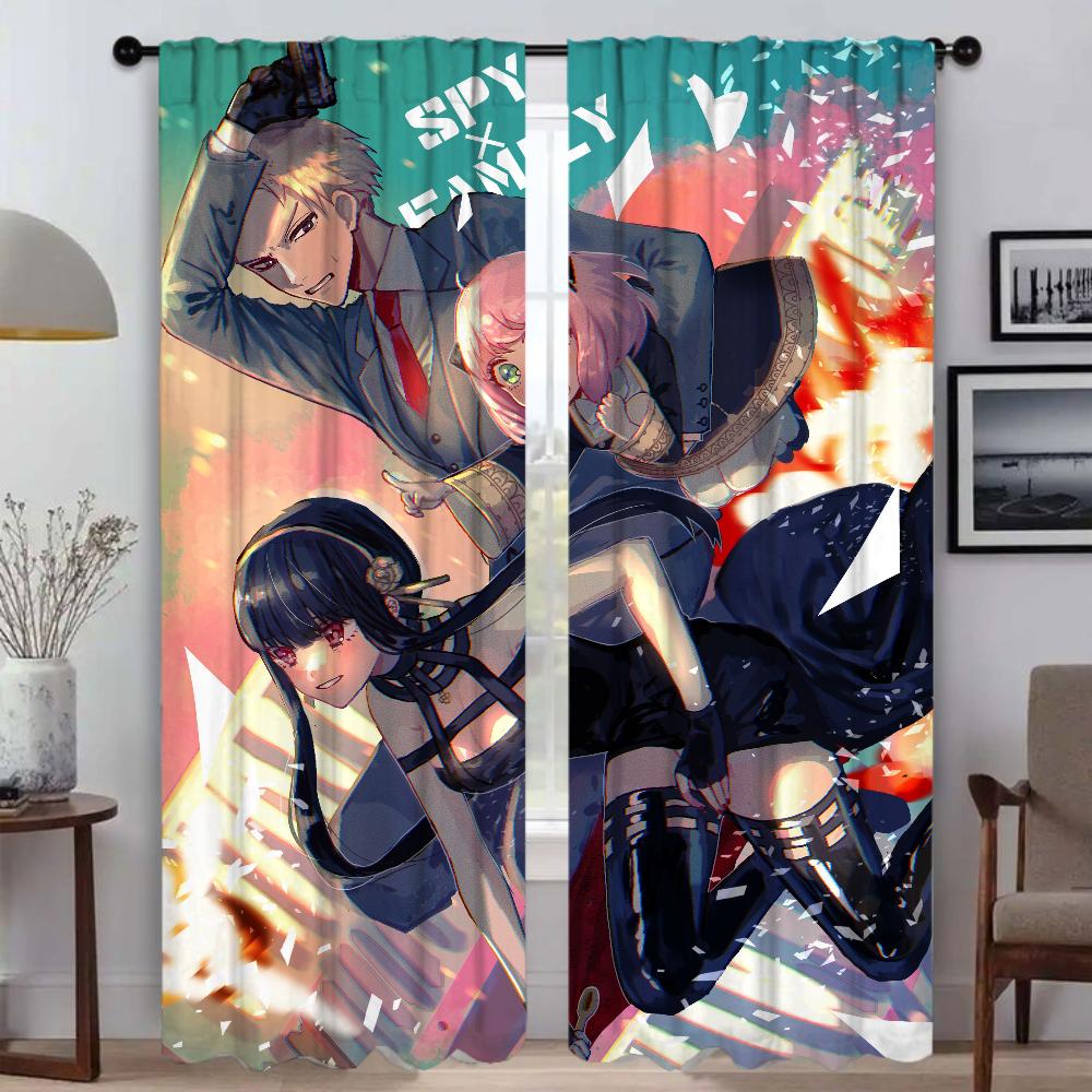 Elegant Room Curtains for Living Room Spy X Family Halloween Decoration Tulle for Bedroom Blackout Curtain Shades Partition Home