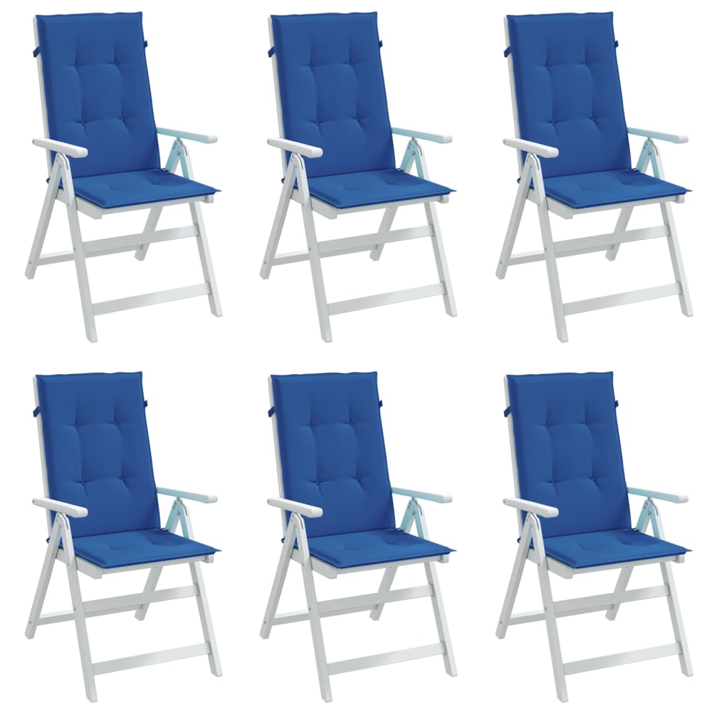 Garden Chair Cushions for High Back Chairs 6 Pcs. Royal Blue 120 X 50 X 3 Cm