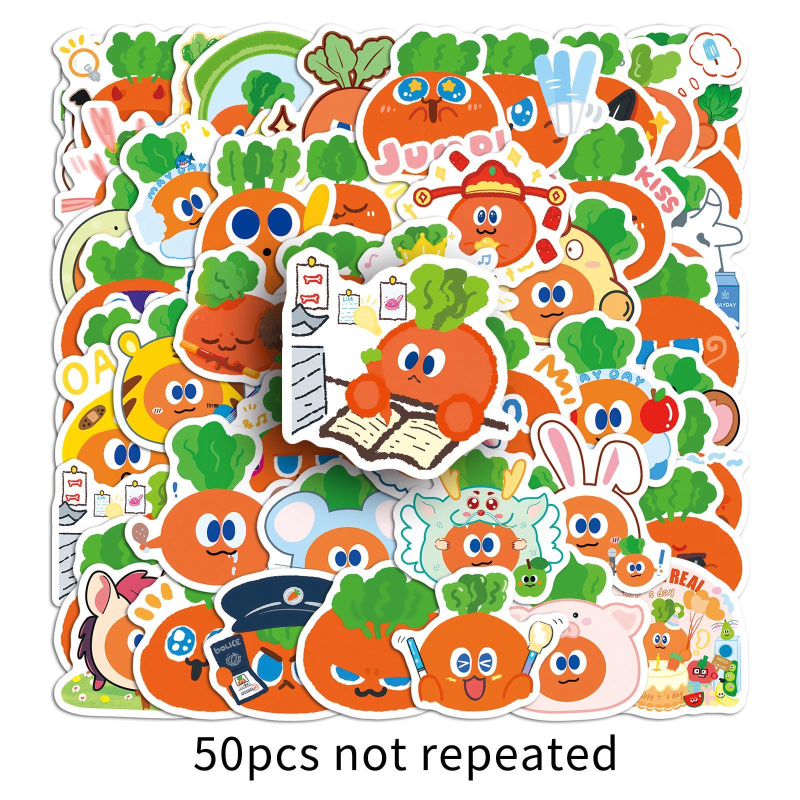 50 Mo Mo Hu Hu Carrot Cartoon Waterproof Sticker Sheets
