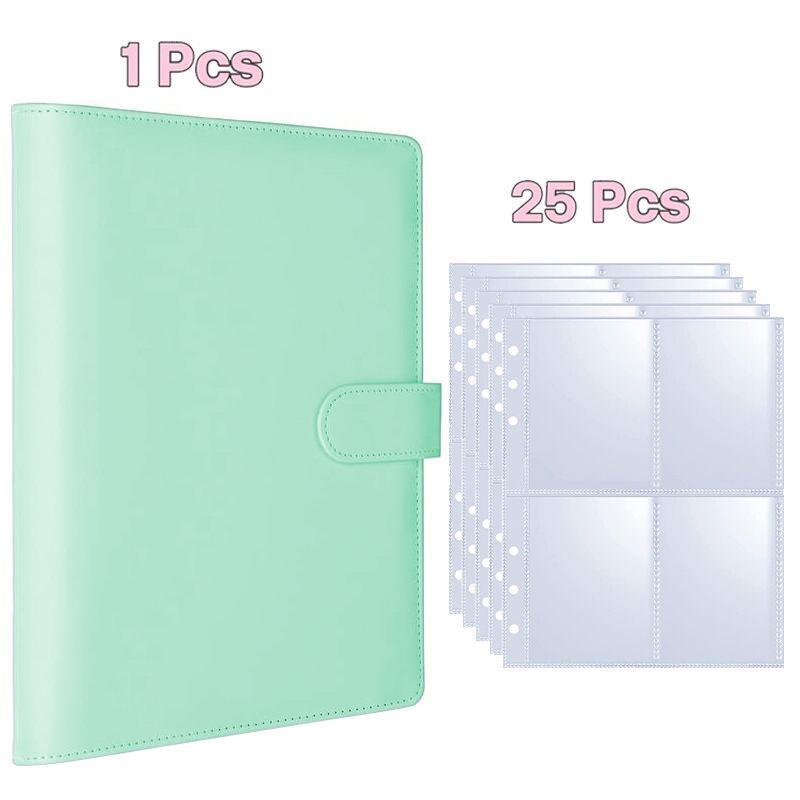 A5 Notebook Photocard Binder 25pcs Page(4 Grids)  PU Leather Loose Leaf Organizer Photo Binder Book Kpop Photo Albums Idol Cards