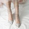 Summer Candy Colors Ladies Women Shiny Stars Glitter Women Socks Transparent Fishnet Socks Hosiery