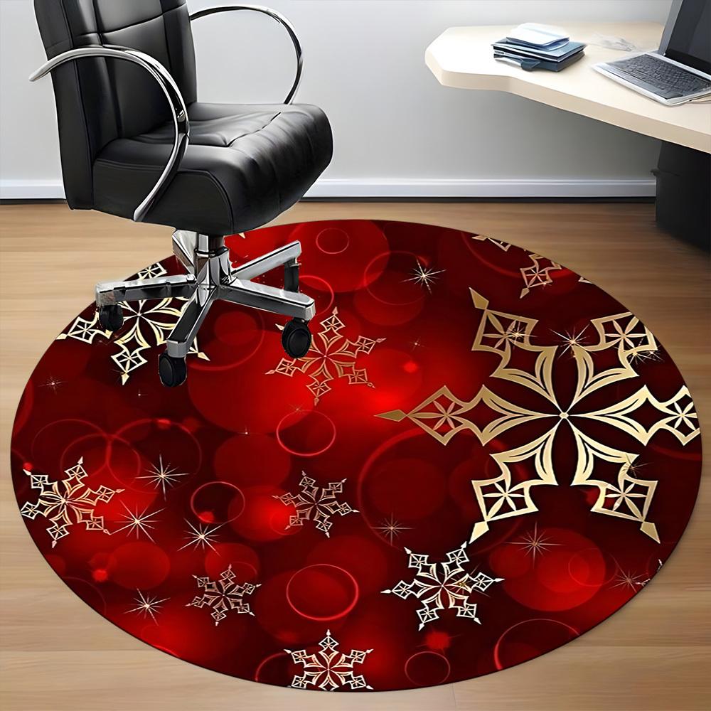1pc Christmas Snowflake Carpet for Office Non-Slip, Round Carpet, Soft & Comfortable, Carpet for Office, Round Floor Mat yy251225160