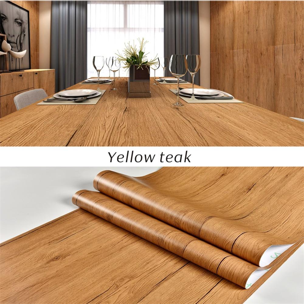 PVC Samolepicí Vodotěsná Tapeta Zeď v Roli Nábytek Skříňky Vinylová Dekorativní Fólie Samolepky se Vzorem Dřeva Pro Domácí Dekoraci