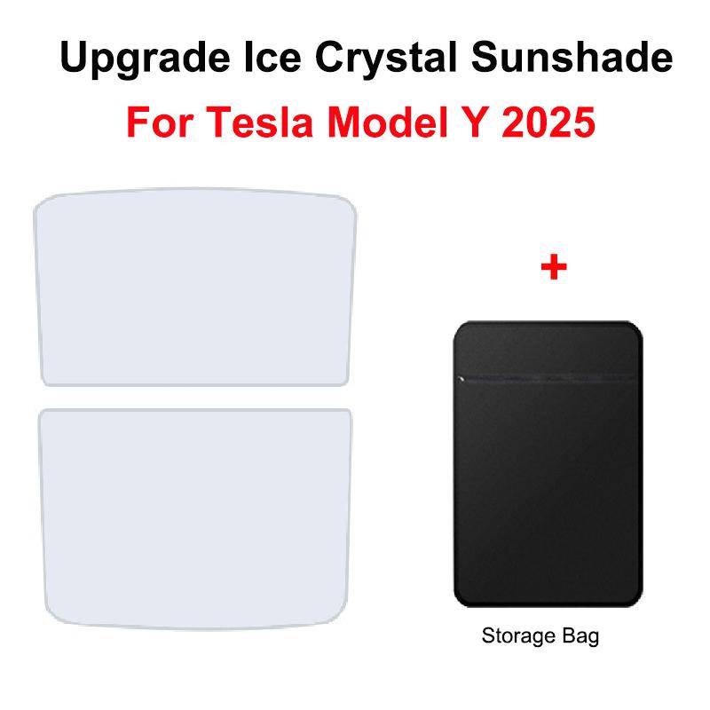 for Tesla Model Y 2025 Sunshades Roof Ice Cloth Buckle with Storage Heat Insulation Foldable Front Rear Skylight Sunroof Shade