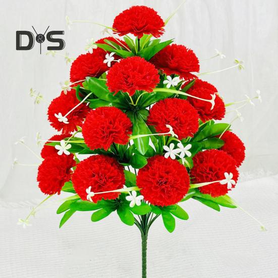 Artificial Carnation Realistic 18 Head Fake Silk Flower UV Resistant Wedding Party Indoor Outdoor Garden Yard Faux Flower Plants Decoration