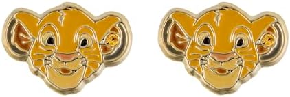 Disney Lion King Simba Earrings Gold Plated for Girls Jewelry Gift