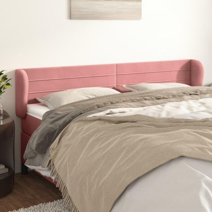 3117349 vidaXL Tête de lit avec oreilles Rose 183x23x78-88 cm Velours