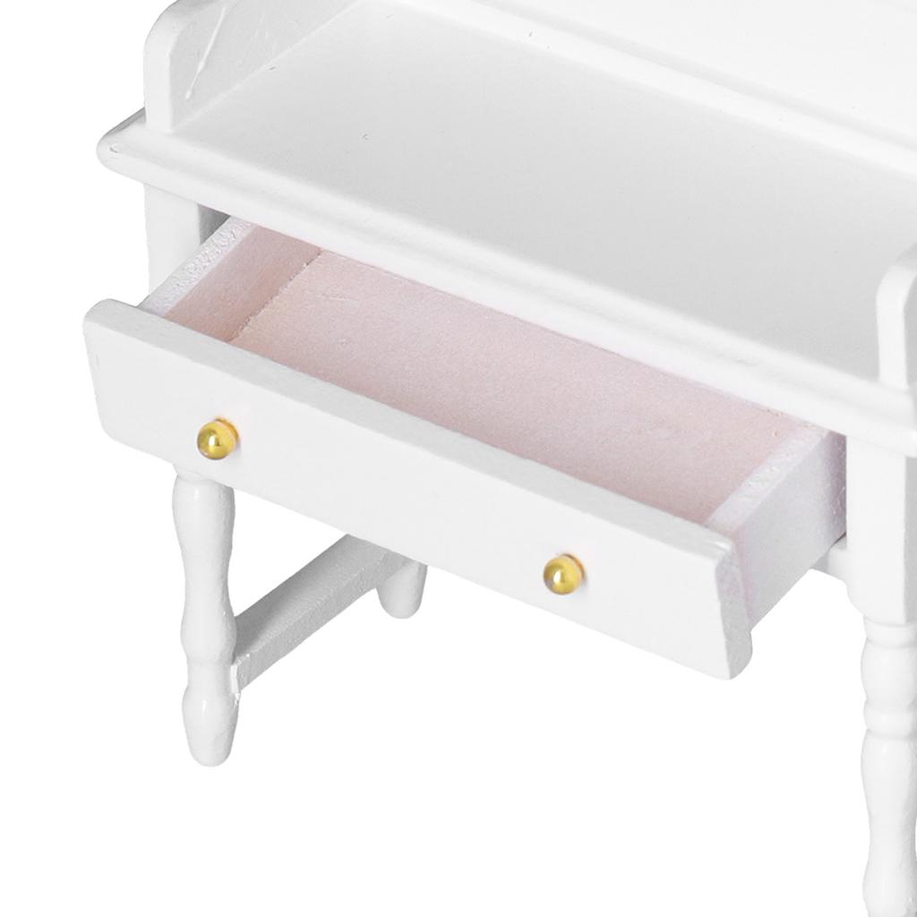 1:12 Dollhouse Desk Vivid Wooden Miniature Doll House Table Furniture Decoration White